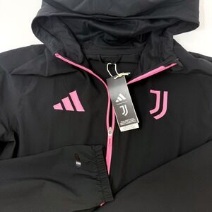 Adidas Juventus FC Windbreaker Jacket Mens Medium Black Aeroready Slim Fit NEW